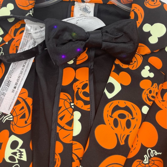 Mickey Mouse Pumpkin Disney Party Halloween Glow Blazer Light Up Tie L\XL New - Picture 11 of 12